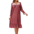 thumbnail image 1 of Sakmal Nightgowns Women Red Soft Stretchy Button Down Mumu Dress Plaid Long Long Sleeve Square Neckline Nightgowns S-2XL, 1 of 6