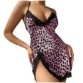 thumbnail image 1 of Sakmal Nightgowns for Women Chemises Side Split Night dress Sleeveless Purple Leopard Print Chemises, 1 of 4