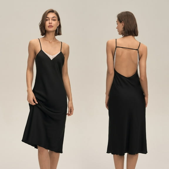 Sakmal Nightgowns for Women Long Plus Size Sleep Dress Black Sleeveless Nightgowns for Women M