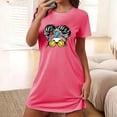 thumbnail image 1 of Sakmal Nightgowns for Women Pink Stretchy Cloud-Like Loose Pajama Dress Cartoon Print Short Short Sleeve Crew Neck Nightgowns S-2XL, 1 of 5
