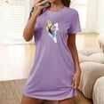 thumbnail image 1 of Sakmal Nightgowns for Women Short Purple Soft Sleepwear Butterfly Print Short Sleeve Nightgowns for Women, 1 of 5