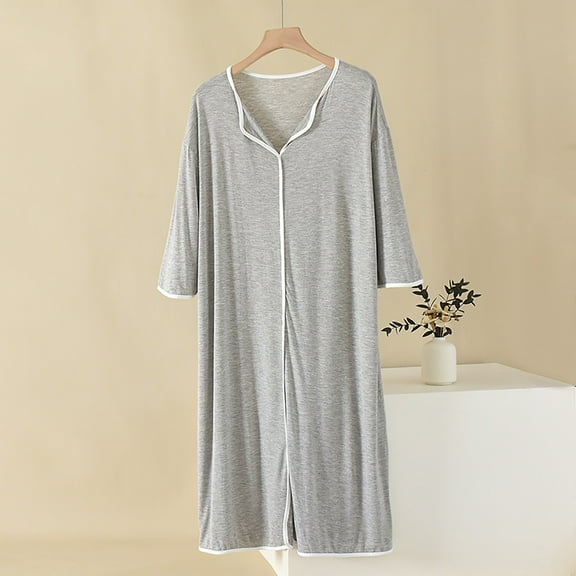 Sakmal Nightgowns for Women Soft Comfy Plus Size Sleepwear Short Sleeve Gray Nightgowns for Women