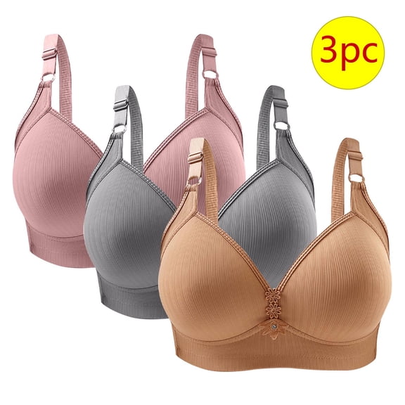 Sakmal No Underwire Bralettes for Women with Support Lift Yellow Soft Cup Ladies T-Shirt Bras 38/85,3-Pack