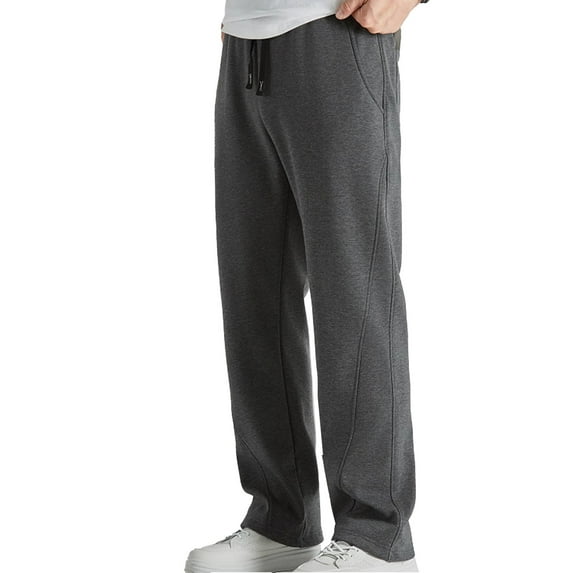 Sakmal Open Bottom Sweatpants for Men Baggy Cotton Wide Leg Fleece Lined Pants Casual Gray Hiking Mens Sweatpants 5XL