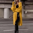 thumbnail image 1 of Sakmal Open Front Cardigan Sweaters Womens Duster Plus Size Knit Fashion Cardigan Yellow Long Outwear Coat with Pockets, 1 of 7