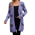 thumbnail image 1 of Sakmal Open Front Cardigan Sweaters Womens Fall Winter Halloween Lightweight Tunic Cardigan Purple Long Sweater, 1 of 4