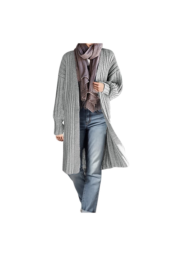 Open Front Cardigan Sweaters for Women Soft Tunic Cute Cardigan Long Gray Outwear Coat