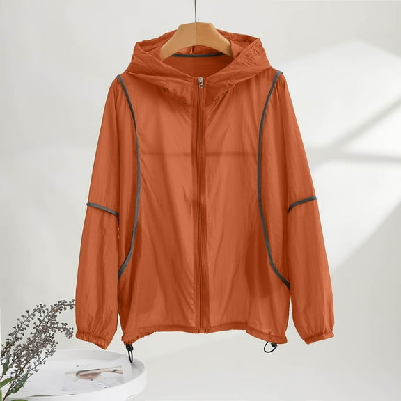 Sakmal Orange Coats for Women Plus Size Athleisure Long Sleeve Sleeve Breathable Sports Comfy with Hoods Solid Ladies Winter Coat