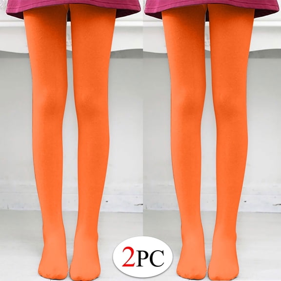 Sakmal Orange Fleece Lined Tights 80D 2 Pair Dance Pantyhose Soft Women's Tight