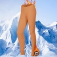 thumbnail image 1 of Sakmal Orange Fleece Lined Tights Footless Thermal Leggings Winter Womens Tight, 1 of 5
