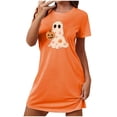 thumbnail image 1 of Sakmal Orange Nightgowns for Women Soft Halloween Loose Breathable House Dress Ghost Print Short Crew Neck Short Sleeve Nightgowns S-2XL, 1 of 4