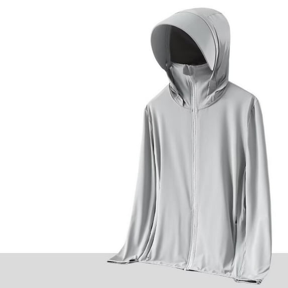 Sakmal Outerwear Womens Jackets Gray Sunscreen Track Jacket Solid Hooded Cropped Tops for Women