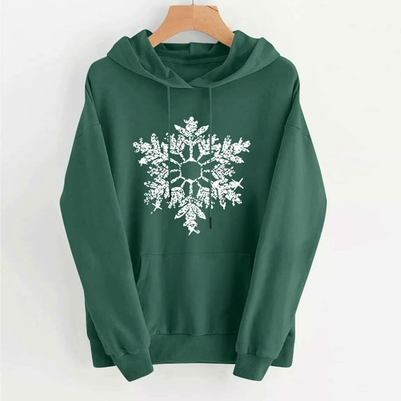 Sakmal Oversized Christmas Hoodies for Women Green Tops Cute Snowflakes Hoodie for Women