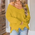 thumbnail image 1 of Sakmal Oversized Fall Sweaters for Women Chunky Knit Pullover Yellow Tops Fashion Solid V Neck Sweaters for Women, 1 of 6