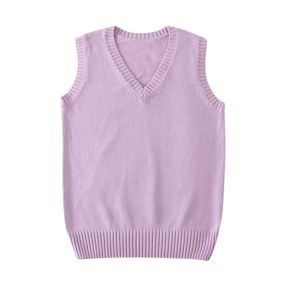 Sakmal Oversized Sweaters for Women Pullover Purple Teacher Sweater Vest Solid Sleeveless Loose V Neck Sweaters for Women