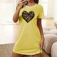 thumbnail image 1 of Sakmal Oversized Womens Nightgown Lightweight Yellow Comfy Sleep Dress Short Sleeve Short Leopard Print Crew Neck Nightgowns S-2XL, 1 of 5