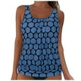 thumbnail image 1 of Sakmal Padded Bathing Suits for Women Plus Size Blue Tankinis Swimwear Polka Dot Sleeveless Tankini Tops, 1 of 4