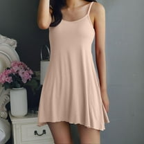 Sakmal Pajama Dress for Women Chemises Cotton Nightshirt Sleeveless Beige Chemises for Women