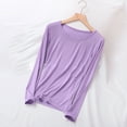 thumbnail image 1 of Sakmal Pajama Tops Women Pullover Long Sleeve Plus Size Sleepwear Purple Crew Neck Sleepwear for Women L, 1 of 9