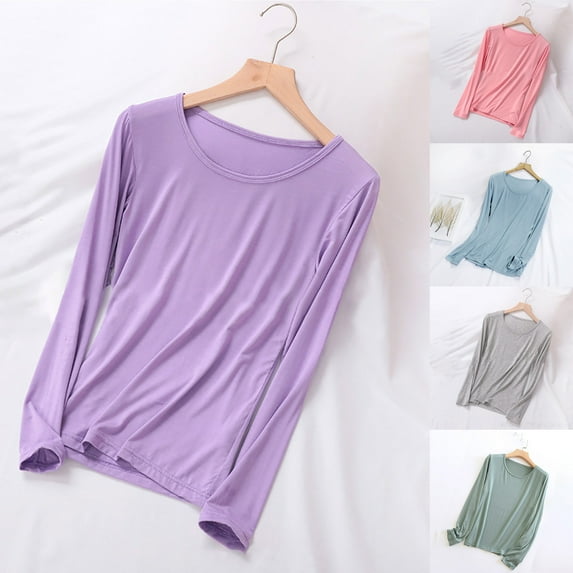 Sakmal Pajama Tops for Women Plus Size Pullover Long Sleeve Loungewear Crew Neck Green Loungewear for Women L