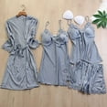thumbnail image 1 of Sakmal Sleeveless Casual Pajamas Sets for Women Shorts Pant Gray Sexy Lace Solid 4 Piece Sleepwear Tops, 1 of 3