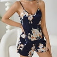 thumbnail image 1 of Sakmal Pajamas for Women Set Sleeveless Shorts Pant Blue Floral Sexy Lace Girls Sleepwear, 1 of 9