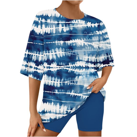 Sakmal Pajamas for Women Trendy Elbow-Length Shorts Pant Loose Fit Graphic Comfy Loungewear Topsfor Women