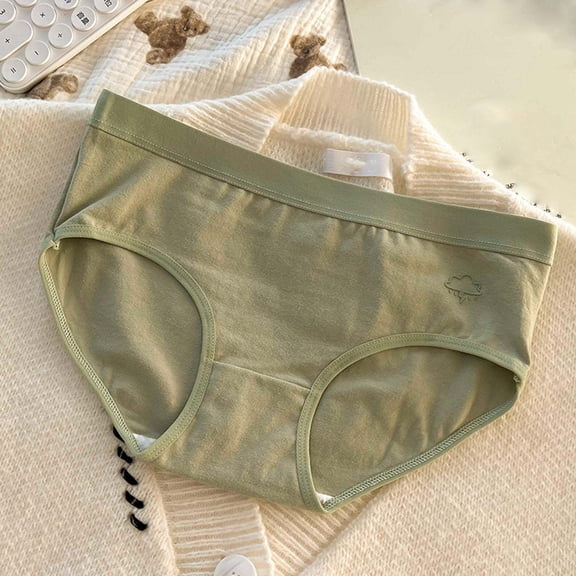 Sakmal Panties Briefs Seamless Cotton Panties Green Breathable Underwear for Ladies M