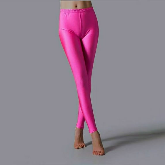 Sakmal Party Women Leggings Buttery Soft Pink High Waisted Night Out Yoga Pants Leather Full Stretchy Leggings with Pockets
