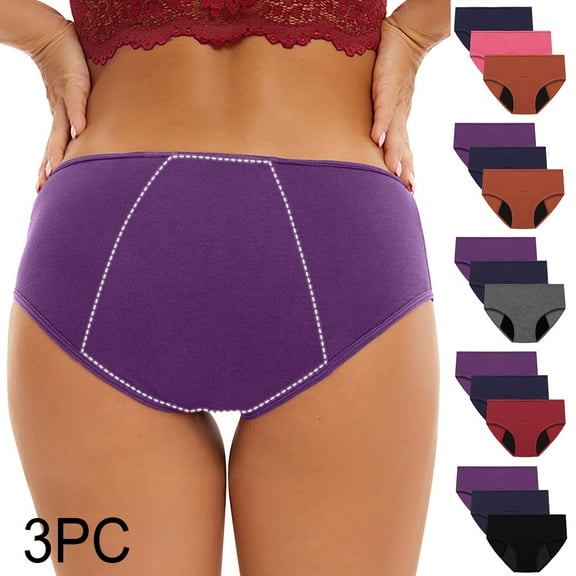 Sakmal Period Women's Panties Plus Size Butt Lifting Panties Comfort Black Womens Underwear L,3-Pack