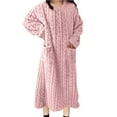 thumbnail image 1 of Sakmal Pink Flannel Nightgowns for Women Winter Mumu Dress with Pockets Long Sleeve Cute Crew Neck Womens Nightgowns S, 1 of 5