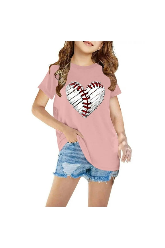 Pink Kids Clothes Under $5 Cotton 3-7y Floral Crew Neck Short Sleeve Daily Life Kids Tee