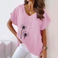 thumbnail image 1 of Sakmal Pink Ladies Tops Under $5 Short Sleeve V-Neck Floral T-Shirts Ladies Shirts, 1 of 4
