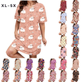 thumbnail image 1 of Sakmal Pink Moomoo Nightgowns for Women Playful Ultra-Soft Plus Size Mumu Dress Long Sleeve Animal Print Short Crew Neck Nightgowns XL-5XL, 1 of 6