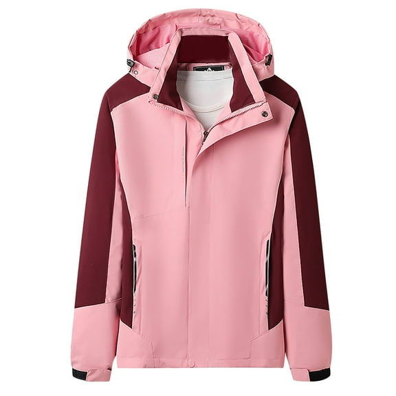 Sakmal Pink Spring Coats for Women Long Sleeve Breathable Snow Wear Solid with Hoods Outdoor Lightweight Hiking Womens Jackets Plus Size
