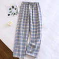 thumbnail image 1 of Sakmal Plaid Womens Pajama Pants Cotton Plus Size Loungewear Soft Blue Sleep Pants for Women L, 1 of 5