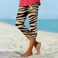 thumbnail image 1 of Sakmal Pleated Pants Women Beach Cropped Slim Leg Leggings High Waisted Yellow 7/8th Leopard Print Pants with Pockets, 1 of 5
