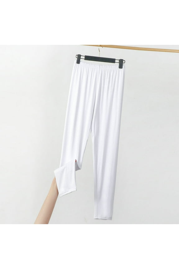 Pleated Women's Pants High Waisted Taper Legging Plus Size Solid White Ankle Length Pants
