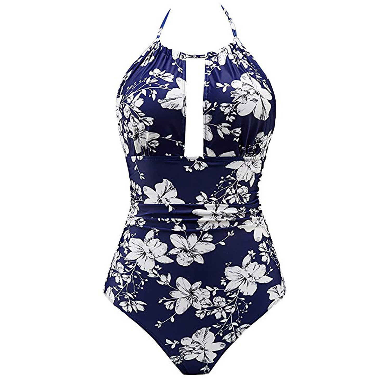 Sakmal Plus Bathing Suit for Women Blue One Piece Swimsuits Halter