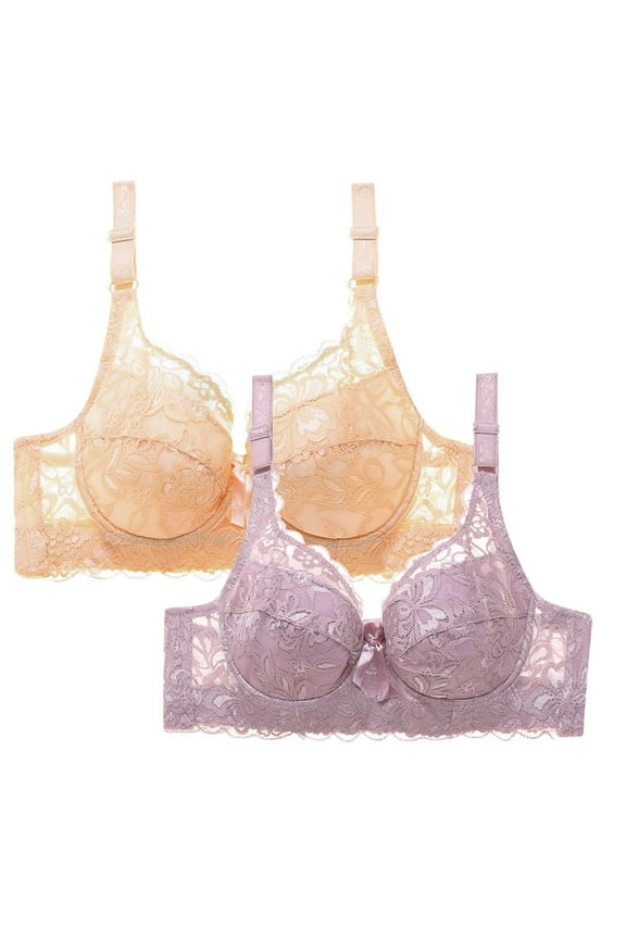 Plus Size Bras Women Bralette Seamless Comfort Beige 2-Pack Ladies Bras 46C