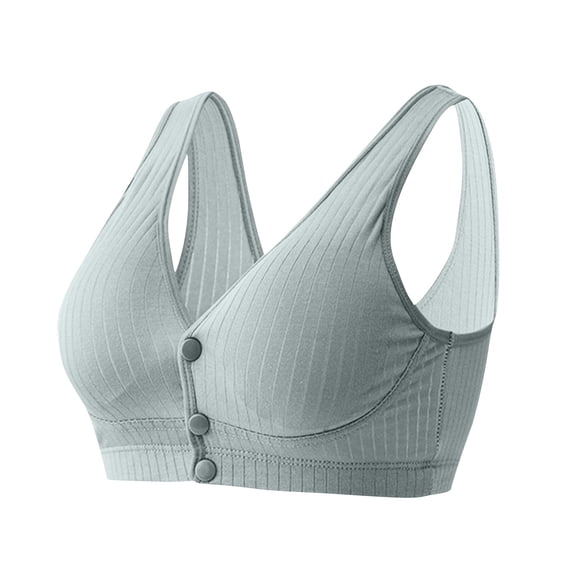 Sakmal Plus Size Bras for Older Women Cotton Lift Bralette Front Closure Stretch Green Bras for Women 2X