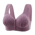 thumbnail image 1 of Sakmal Plus Size Bras for Women Wireless Full Coverage Floral Plus Size Lightweight Comfort Purple Tie Front Bra for Ladies, 1 of 2