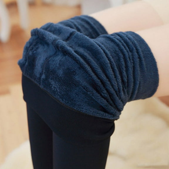 Sakmal Plus Size Fleece Lined Tights Women Navy Pantyhose High Waisted Women's Tight