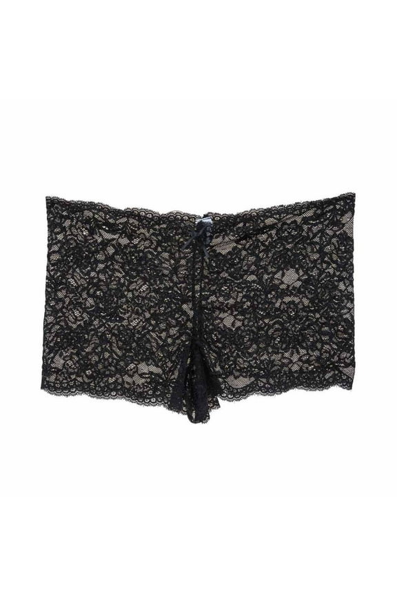 Plus Size Ladies Underwear Panties Crotchless Full Coverage Lace Panties Black Stretch Ladies Underwear 2XL