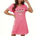 thumbnail image 1 of Sakmal Lounge Nightgowns for Women Lightweight Pink Playful Christmas Mumu Dress Crew Neck Short Merry Christma Print Short Sleeve Nightgowns S-2XL, 1 of 5