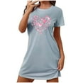 thumbnail image 1 of Sakmal Plus Size Moo Moos for Women Nightgowns Short Sleeve Love Valentines Nightwear Heart Print Short Nightgowns for Women M, 1 of 4