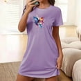thumbnail image 1 of Sakmal Plus Size Moomoo Nightgowns for Women Comfy Sleep Dress Butterfly Print Short Sleeve Purple Nightgowns, 1 of 5
