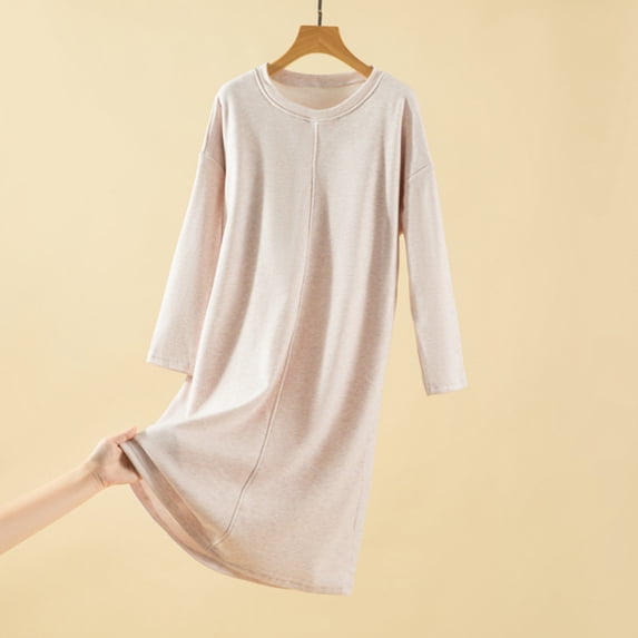 Sakmal Plus Size Moomoo Nightgowns for Women Fleece Long Sleeve Flannel Sleep Dress Pink Nightgowns for Women Free Size