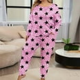 thumbnail image 1 of Sakmal Plus Size Pajama Set for Women Pants and Top Pink Soft Long Sleeve Sleepwear Crew Neck Stars Pajamas for Women, 1 of 6