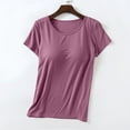 thumbnail image 1 of Sakmal Plus Size Pajama Tops Women Cotton Pullover Short Sleeve Tshirt Crew Neck Purple Tshirt for Women L, 1 of 7